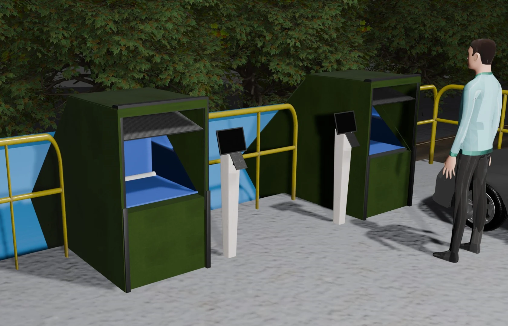 The Flipper recycling stations beside the container platform at Avalex